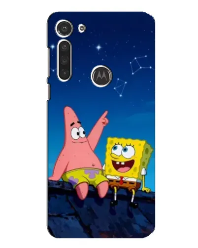 Чехол для Motorola MOTO G8 с картинкой «Губка Боб и Патрик ночью»