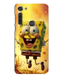 Чехол для Motorola MOTO G8 с картинкой «Губка Боб прыгает»