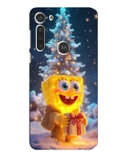 Чехол для Motorola MOTO G8 с картинкой «Рождественский Спанч Боб»