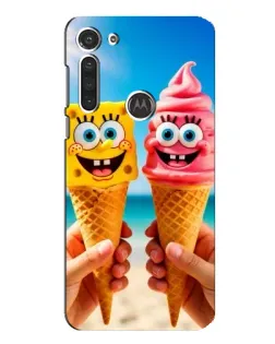 Чехол для Motorola MOTO G8 с картинкой «Спанч Боб мороженое»