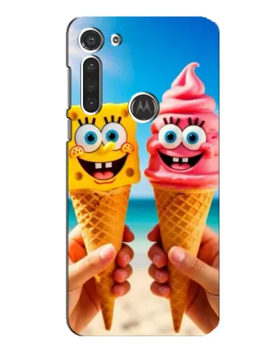 Чехол для Motorola MOTO G8 с картинкой «Спанч Боб мороженое»