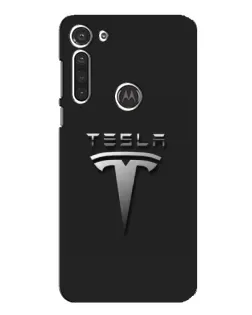Чохол для Motorola MOTO G8 з картинкою «Сталевий логотип Tesla»