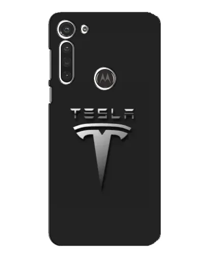 Чохол для Motorola MOTO G8 з картинкою «Сталевий логотип Tesla»