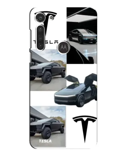 Чохол для Motorola MOTO G8 з картинкою «Колаж Cybertruck Tesla»