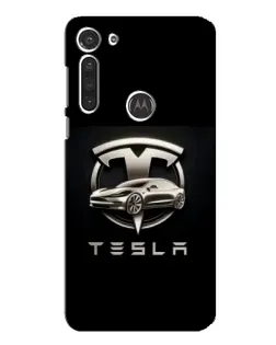 Чохол для Motorola MOTO G8 з картинкою «Tesla — срібне авто»