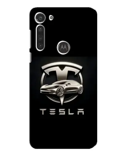 Чохол для Motorola MOTO G8 з картинкою «Tesla — срібне авто»