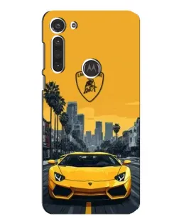 Чехол для Motorola MOTO G8 с картинкой «Желтый Lamborghini город»