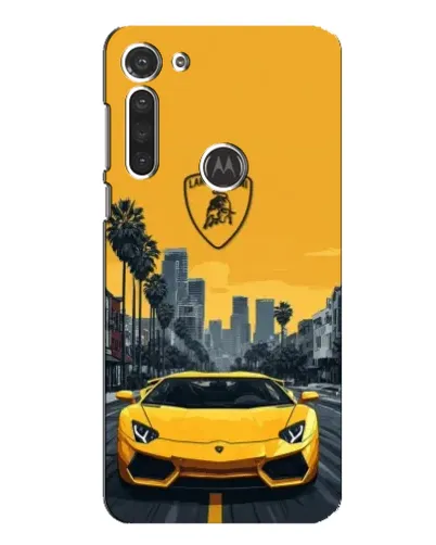 Чехол для Motorola MOTO G8 с картинкой «Желтый Lamborghini город»