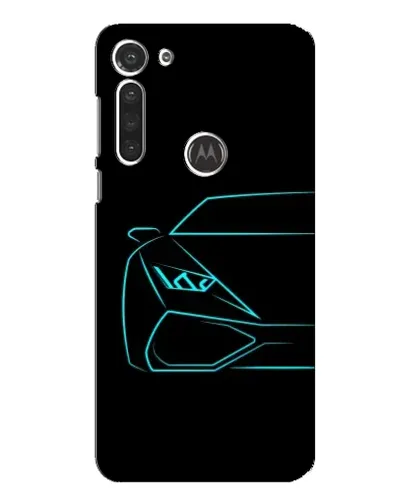 Чехол для Motorola MOTO G8 с картинкой «Голубой силуэт Lamborghini»