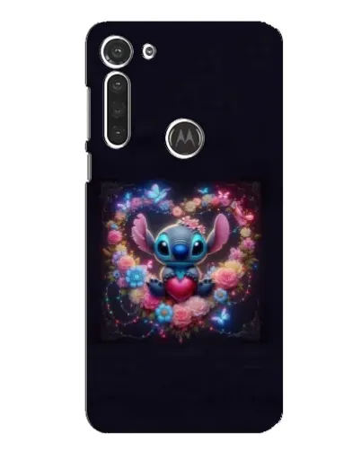 Чехол для Motorola MOTO G8 с картинкой «Stitch в цветах»