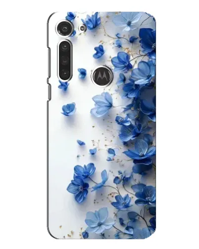 Чехол для Motorola MOTO G8 с картинкой «Голубой цветочный каскад»