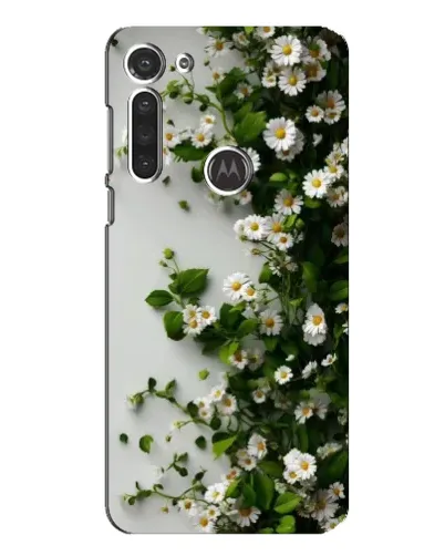 Чехол для Motorola MOTO G8 с картинкой «Ветка мелких белых цветов»