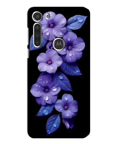 Чехол для Motorola MOTO G8 с картинкой «Фиолетовые цветы с росою»