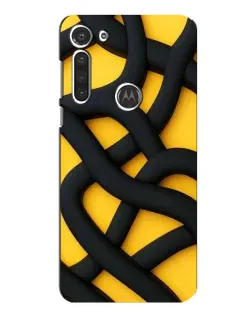 Чехол для Motorola MOTO G8 с картинкой «Черное желтое переплетение»