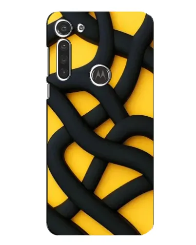 Чехол для Motorola MOTO G8 с картинкой «Черное желтое переплетение»