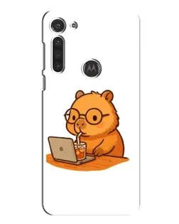 Чохол для Motorola MOTO G8 з картинкою «Капібара з ноутбуком»