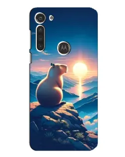 Чохол для Motorola MOTO G8 з картинкою «Захід сонця з капібарою»