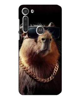 Чохол для Motorola MOTO G8 з картинкою «Капібара золотий ланцюг»