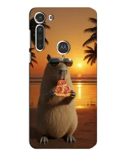 Чохол для Motorola MOTO G8 з картинкою «Капібара з піцою»