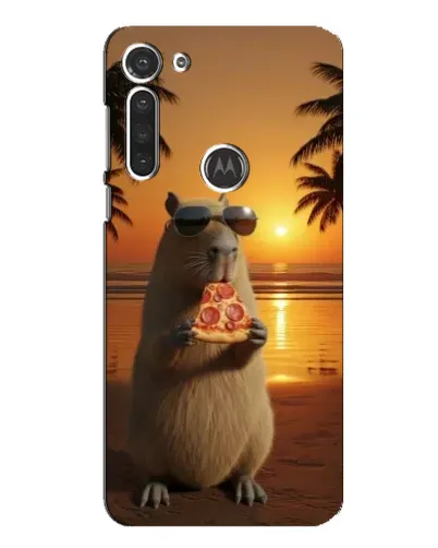 Чохол для Motorola MOTO G8 з картинкою «Капібара з піцою»