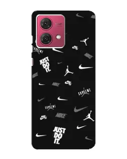 Чехол для Motorola MOTO G84 с картинкой «Nike Black Pattern»
