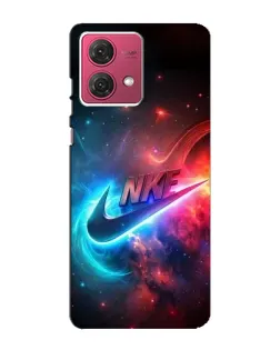 Чехол для Motorola MOTO G84 с картинкой «Огненный логотип Nike»