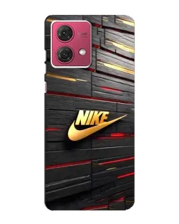 Чехол для Motorola MOTO G84 с картинкой «Золотой Nike на металле»