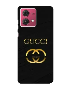 Чехол для Motorola MOTO G84 с картинкой «Золотой логотип Gucci»