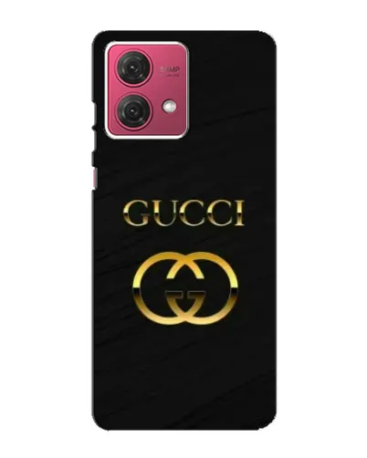 Чехол для Motorola MOTO G84 с картинкой «Золотой логотип Gucci»