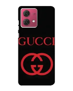 Чехол для Motorola MOTO G84 с картинкой «Gucci — красный логотип»