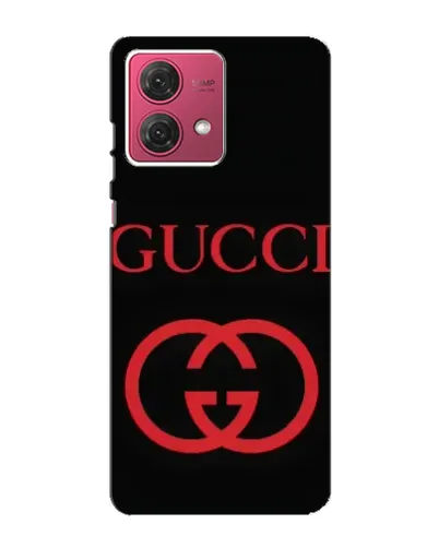 Чехол для Motorola MOTO G84 с картинкой «Gucci — красный логотип»