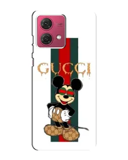 Чехол для Motorola MOTO G84 с картинкой «Микки Маус Gucci — полосы»