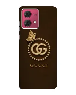 Чехол для Motorola MOTO G84 с картинкой «Gucci — золотая бабочка»