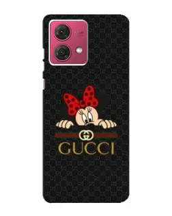 Чехол для Motorola MOTO G84 с картинкой «Минни Маус Gucci — черный»