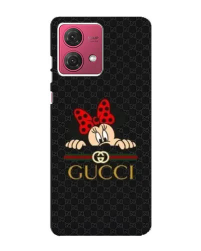 Чехол для Motorola MOTO G84 с картинкой «Минни Маус Gucci — черный»
