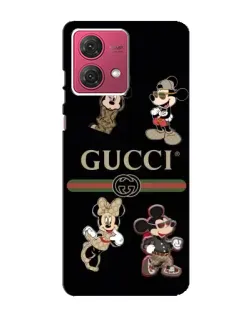 Чехол для Motorola MOTO G84 с картинкой «Gucci — герои Disney и монограмма»