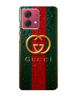 Чехол для Motorola MOTO G84 с картинкой «Gucci — фирменная полоса и золото»