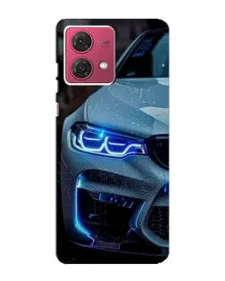 Чехол для Motorola MOTO G84 с картинкой «Взгляд BMW с синими фарами»