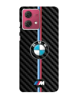 Чехол для Motorola MOTO G84 с картинкой «Эмблема BMW и карбон»