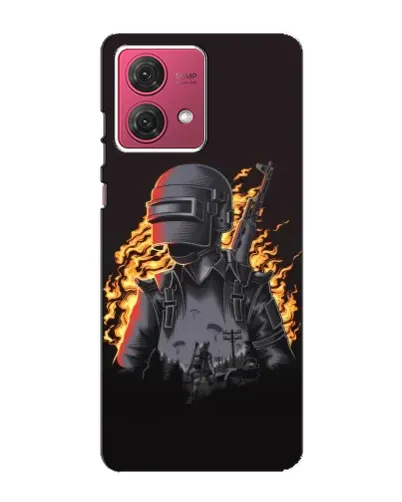Чехол для Motorola MOTO G84 с картинкой «PUBG — огненный силуэт»
