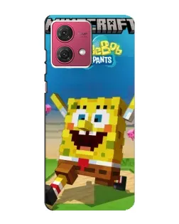 Чехол для Motorola MOTO G84 с картинкой «Губка Боб Minecraft»