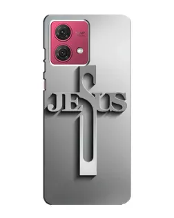 Чохол для Motorola MOTO G84 з картинкою «Металевий хрест Jesus»