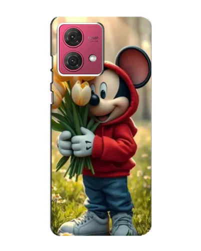 Чехол для Motorola MOTO G84 с картинкой «Микки с тюльпанами»