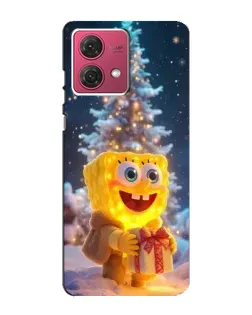 Чехол для Motorola MOTO G84 с картинкой «Рождественский Спанч Боб»
