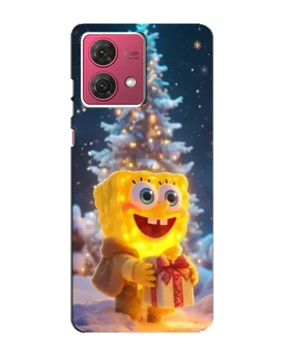 Чехол для Motorola MOTO G84 с картинкой «Рождественский Спанч Боб»