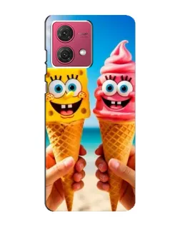 Чехол для Motorola MOTO G84 с картинкой «Спанч Боб мороженое»