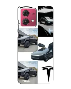 Чехол для Motorola MOTO G84 с картинкой «Коллаж Cybertruck Tesla»