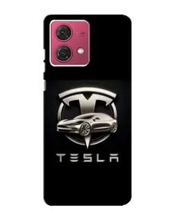 Чехол для Motorola MOTO G84 с картинкой «Tesla — серебристое авто»
