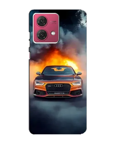 Чехол для Motorola MOTO G84 с картинкой «Audi в огненном дыму»