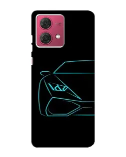 Чехол для Motorola MOTO G84 с картинкой «Голубой силуэт Lamborghini»